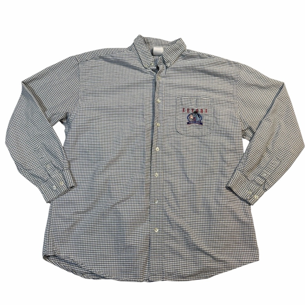 The Disney Store Eeyore Blue and White Checkered Button Down Shirt Large
